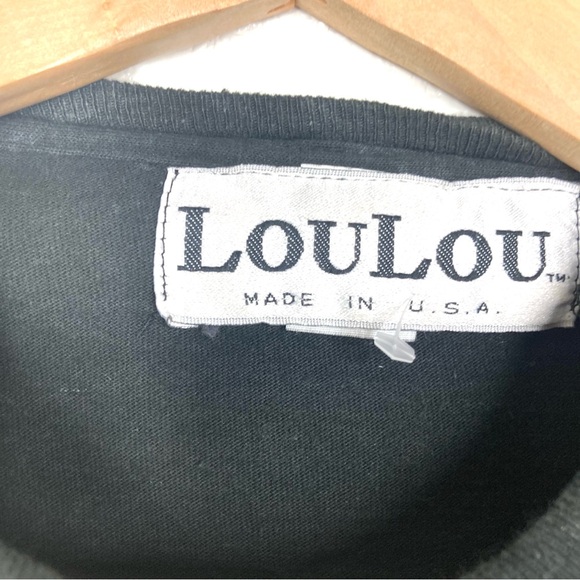 Vintage Loulou 80s Beaded Hand Painted Top Black Gold Crew Neck Short Sleeves - Picture 14 of 14